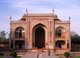 India: The red sandstone western gateway with its prominent iwan (portico) at the tomb of I'timad-ud-Daulah, Agra